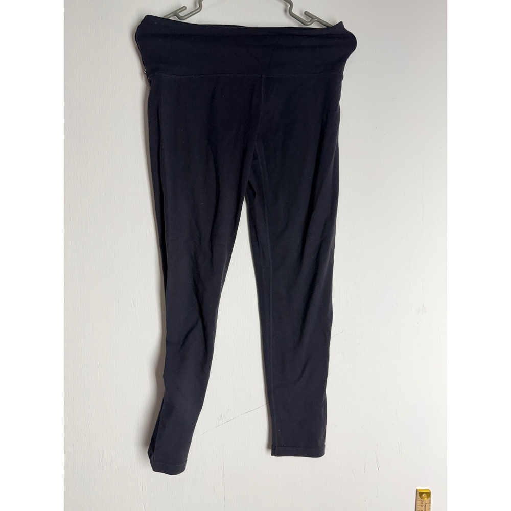 Tuff Athletics Women Black Cropped Leggings Yoga Pants Side Zip Pocket Size S
